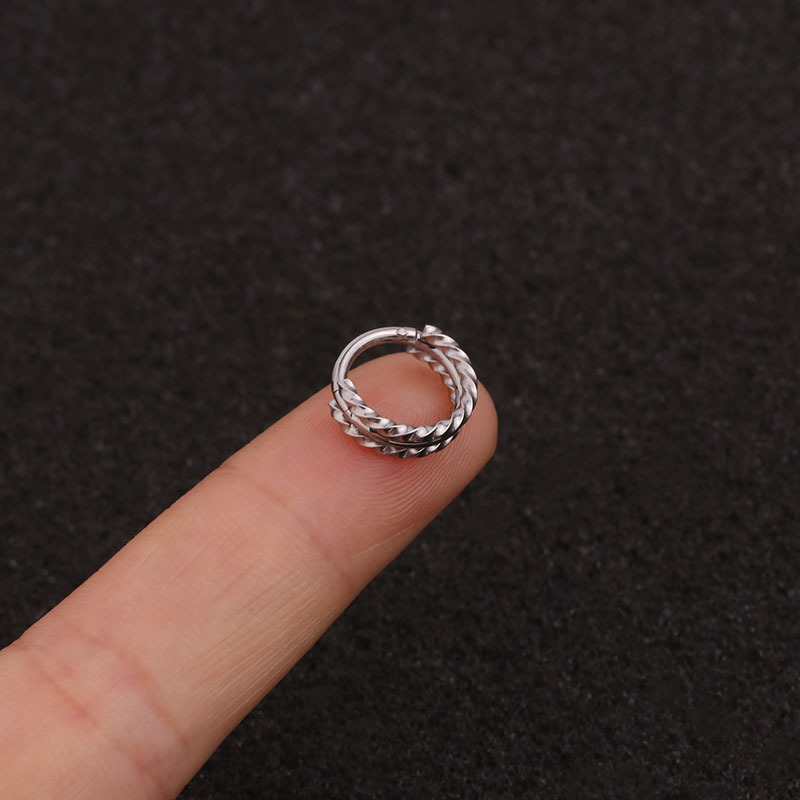 new 3 rows of twist  closed  ear bone ring