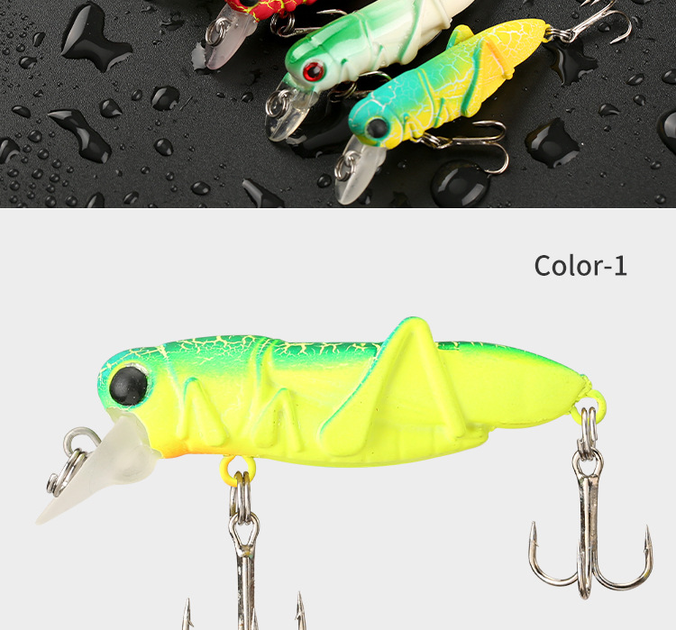 5 Colors Fishing Lure, Fishing Lure  Artificial Bait Lure, Hard Lure 1.5 Inch Small Locusts