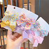 Children's hair accessory, bangs, hairpins, hairgrip with bow, floral print, Korean style