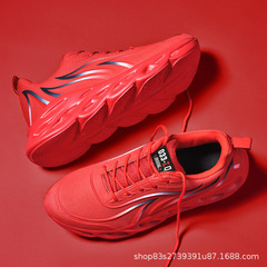 Autumn daily front lace-up round toe low-top men's universal solid color flat heel red men's shoes Korean style versatile trendy shoes