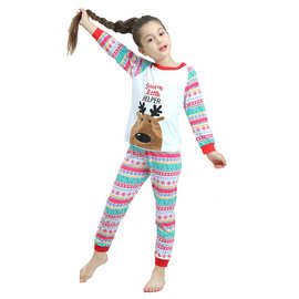 欧美外贸原单圣诞节新款儿童套装 女童舒适棉两件套 厂家直销