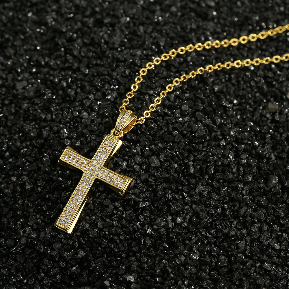 Retro Zircon Cross Copper Necklace display picture 5