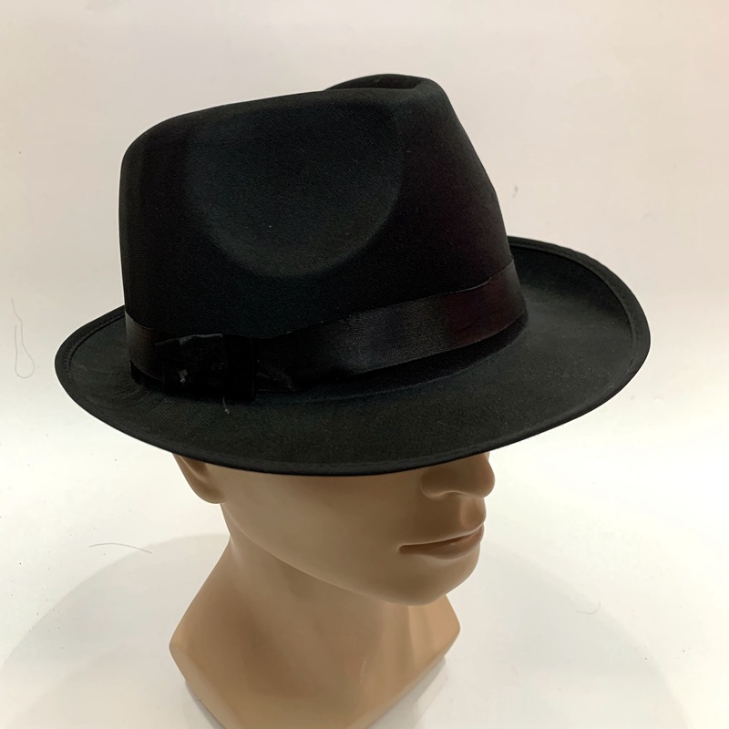 Qianfang Festival wig hat, black knitted fabric composite EVA gift hat, jazz singer hat, European and American gentleman man professional hat detail image 3