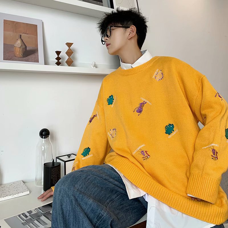 Sweater men's 2020 autumn and winter New Korean ins super hot loose Net Red very fairy pullover sweater coat