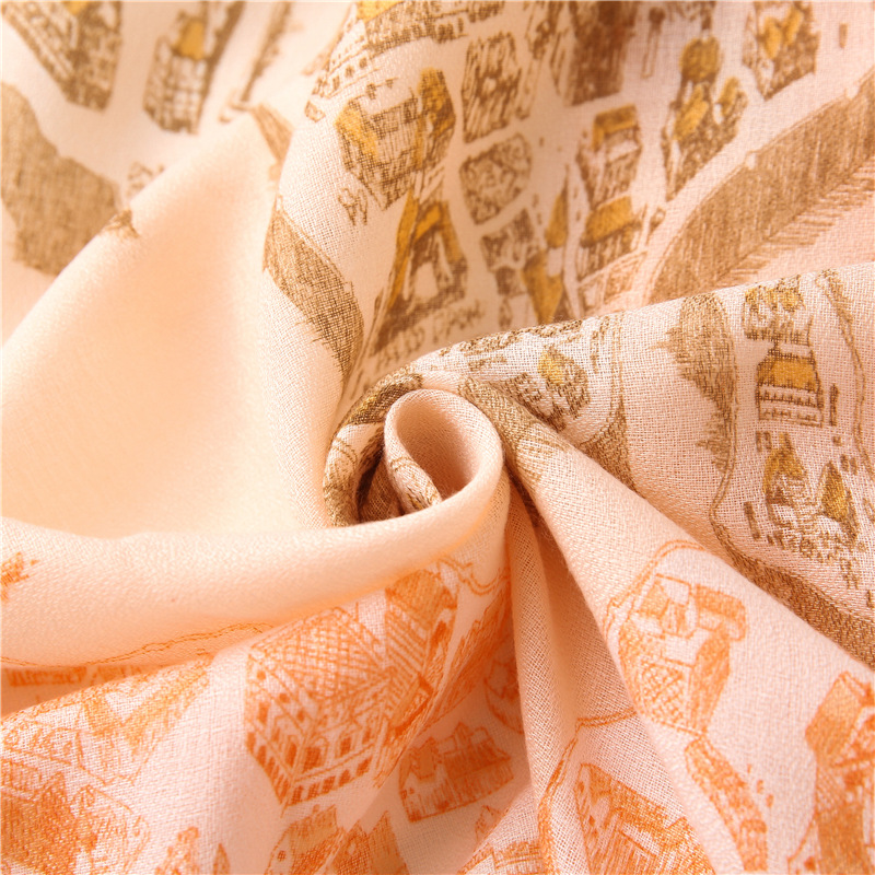 Printed Silk Linen Scarf display picture 3