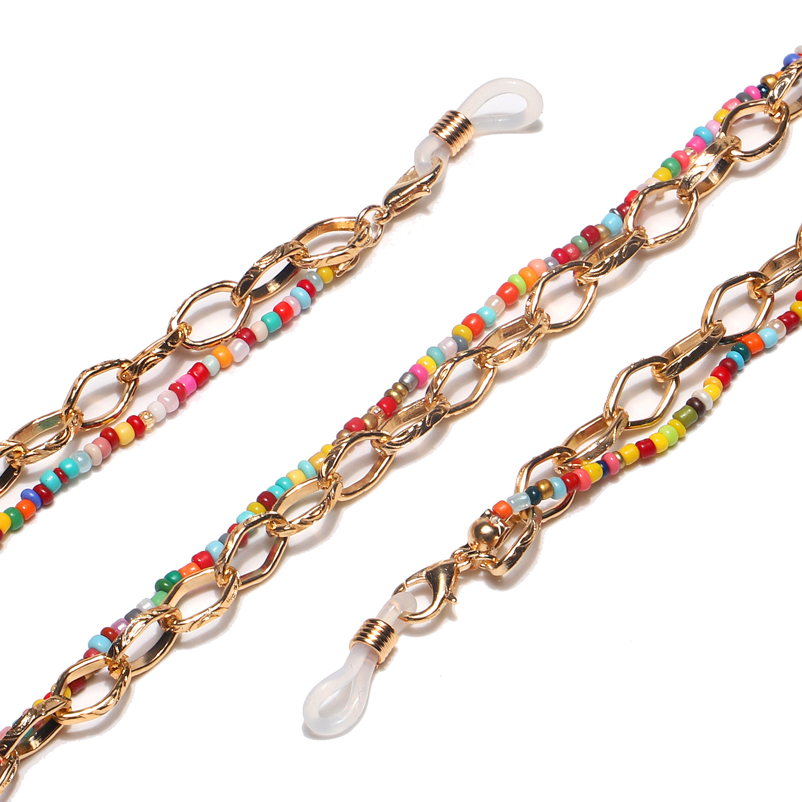 Colorful Rice Beads Aluminum Glasses Chain display picture 2