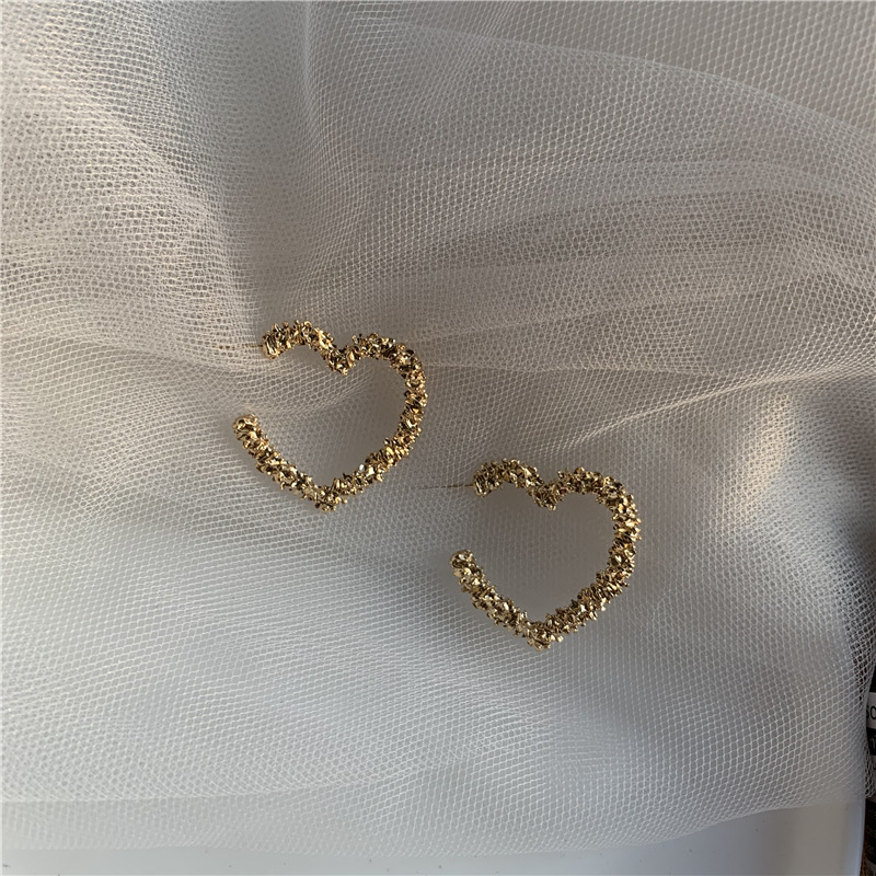 925 silver needle new fashion simple metal love peach heart geometric earrings wholesale nihaojewelr