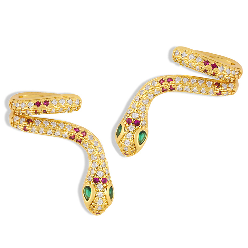 Irregular Ear Bone Clip Snake-shaped Ear Clip Geometric  Hip-hop Diamond Earrings display picture 3