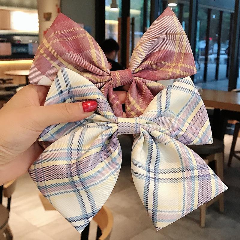 Girl lattice bow hair clip South Korea INS network red super fairy uniforms wild JK back brane clip head dress factory