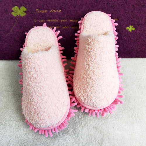 Cross-border Japanese and Korean simple series velvet thickened winter lazy floor mopping slippers detachable