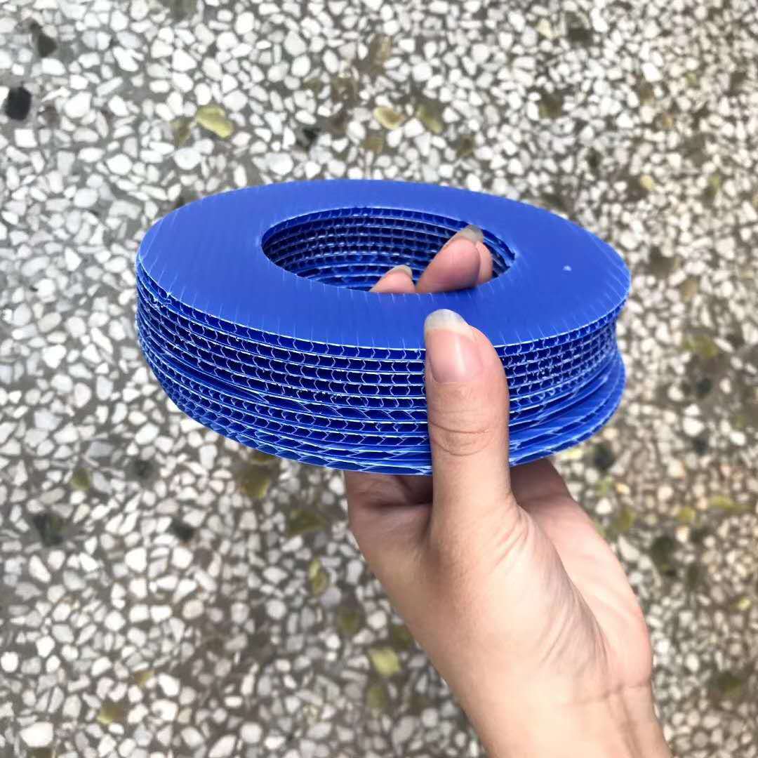 蓝色PP中空瓦楞板料盘防静电中空板 圆圈定做尺寸 五金零件垫板