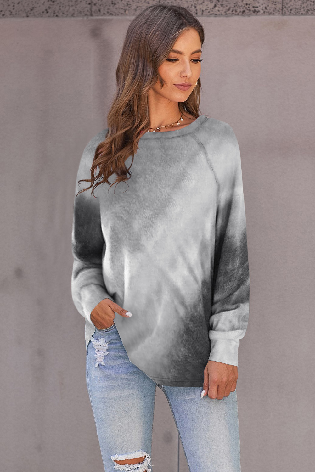  fashion printed round neck pullover ladies long sleeve top NSSI2562