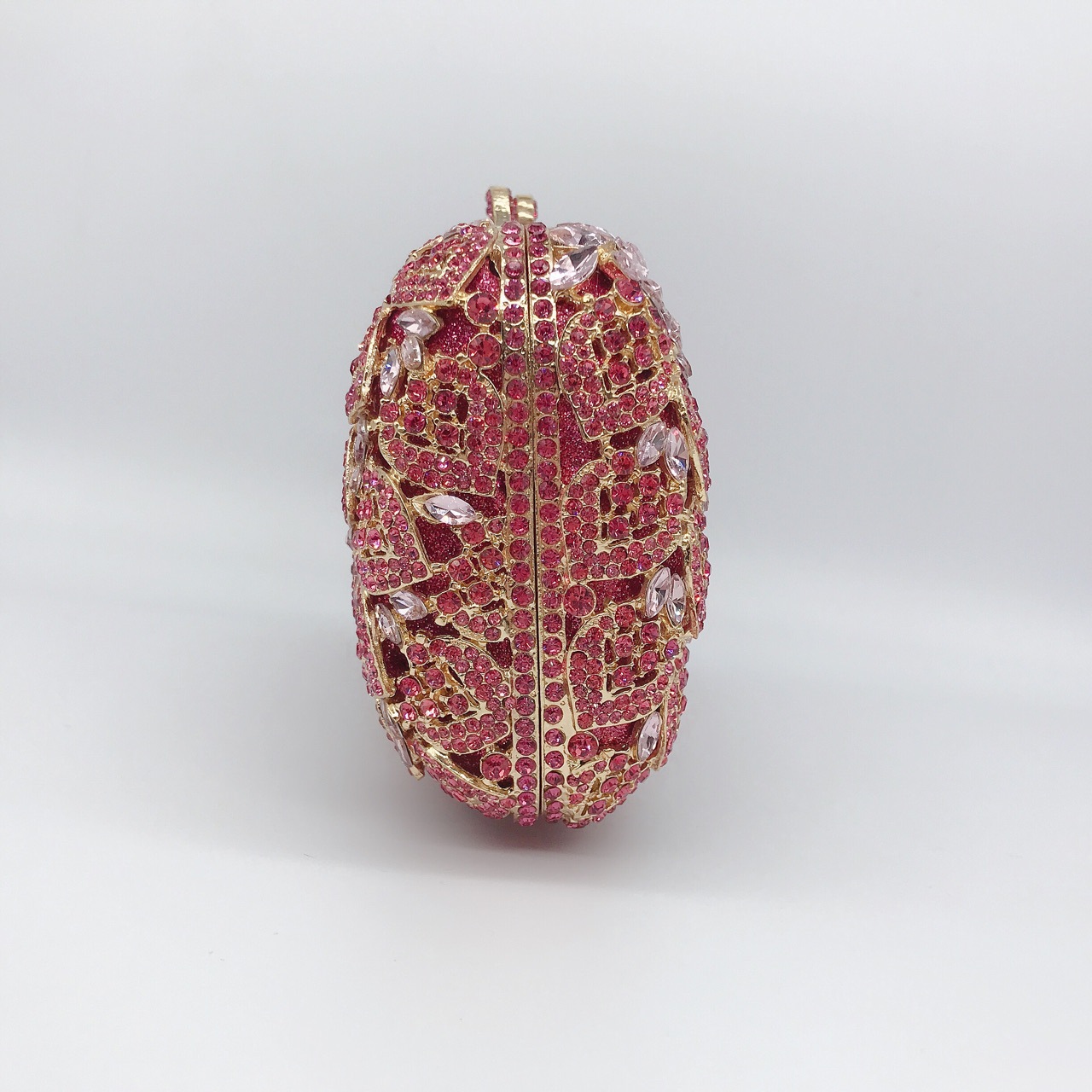 Túi clutch nữ đính đá dạ hội cầm tay kim loại lấp lánh — Màu hồng, Màu tím đen, Màu đen, Màu vàng nhạt chi tiết 7