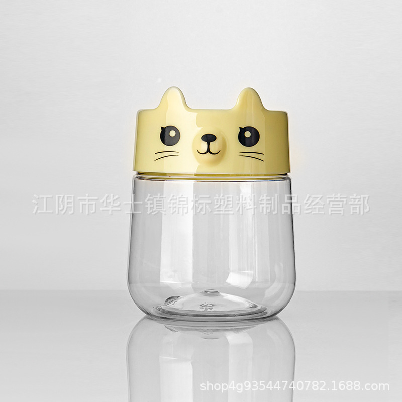 450ml Baby Food Packaging Can Food Grade Dissolved Bean Barrel Cookie Barrel Shaped Bottle Shaped Food Bottle Cat Cover