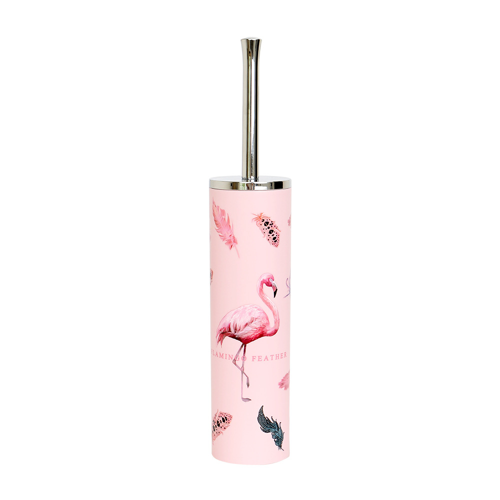 Nuevo estilo de acero inoxidable mango largo cepillo de baño simple cepillo de limpieza de baño Cepillo de inodoro de impresión de mango largo de plástico hogar con asiento