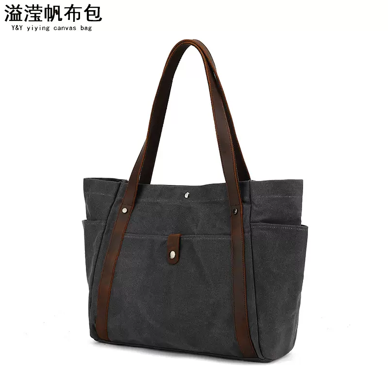 休闲油蜡帆布女式手提包 单肩斜挎包购物袋收纳包 溢滢厂家直销