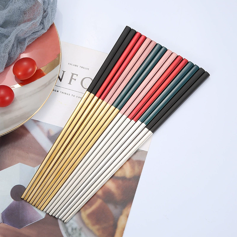 Chopsticks stainless steel, set, creative square tableware for hotel