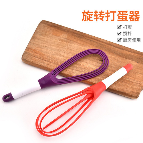 Rotating egg beater, dual-purpose plastic foldable storage mixer, manual dough mixer