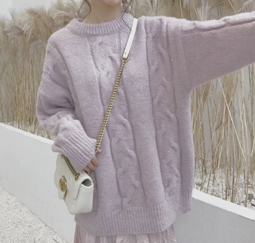 2023 nuevo suave leche azul Otoño e Invierno desgaste muy hadas giro flojo estilo perezoso suéter de punto para las mujeres