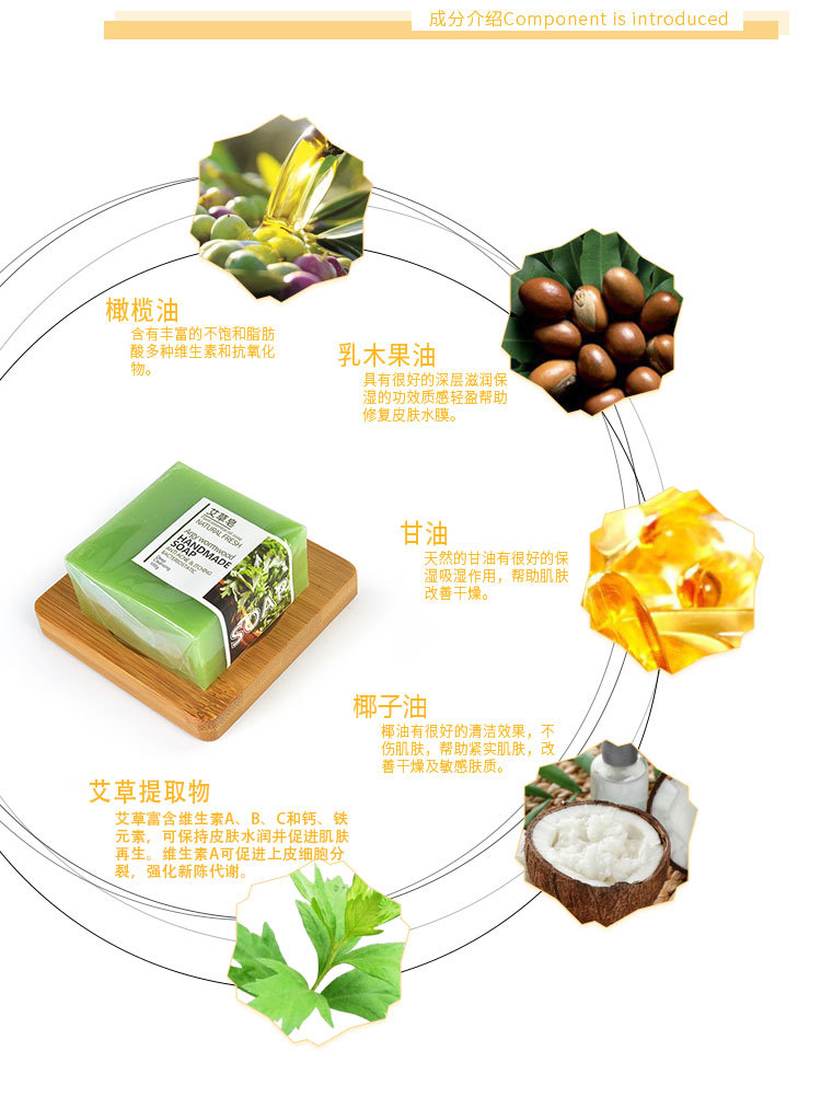 Natural Wormwood Essential Oil Handmade Soap, Face and Bath Bar for Daily Wellness Care, Mite-Control Formula for detail image