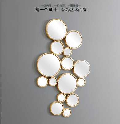 美式客厅装饰镜玄关镜新古典艺术镜餐边镜走廊背景墙圆形壁挂镜子|ms