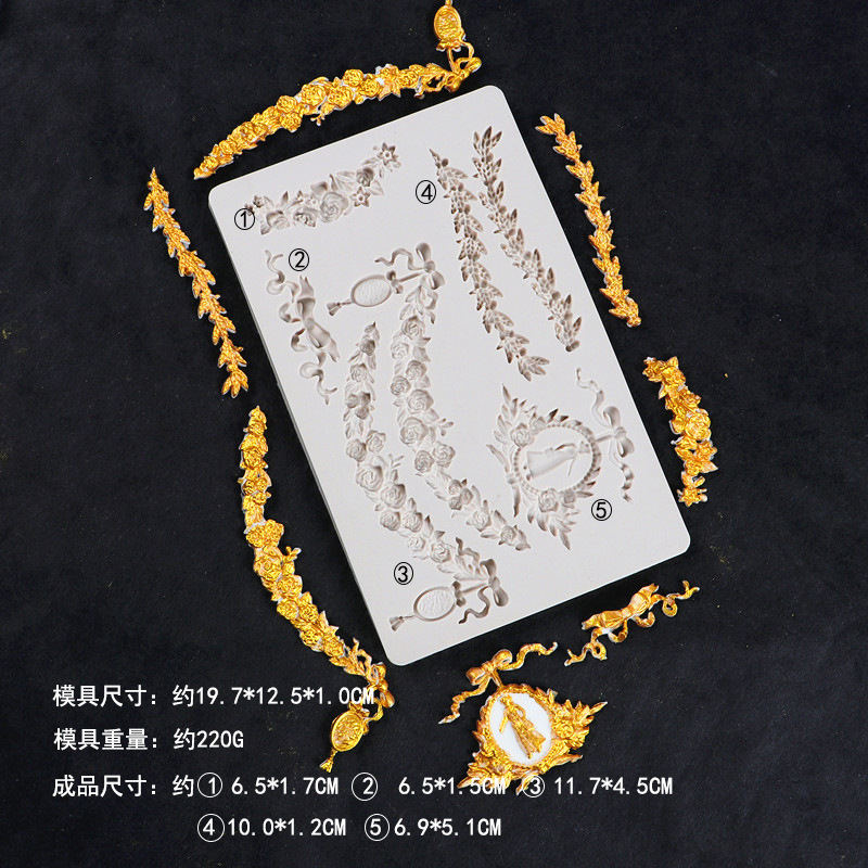 Estilo europeo en relieve molde de silicona fondant decoración de la boda herramienta de molienda para hornear ritmo seco molde de chocolate molde de la torta