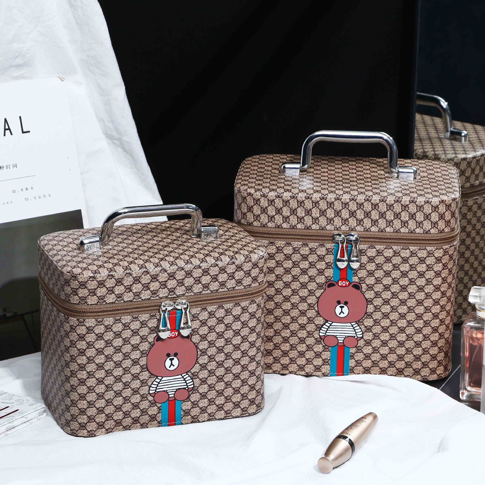 韩版化妆包ins大号便携女旅行大容量化妆品学生桌面收纳盒化妆箱|ms