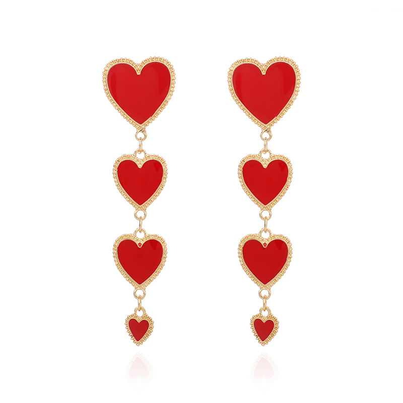 19g Weight Earrings, Ear Studs Classification Wedding, Travel Occasion Alloy Material Heart Pattern Women'S Gender Fashion Style White, Red, Black Color Fashion Heart Alloy Drop Earrings 9