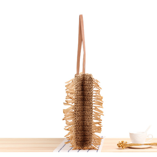 tassel single shoulder straw woven bag, tassel paper woven bag, sun beach bag, women bag