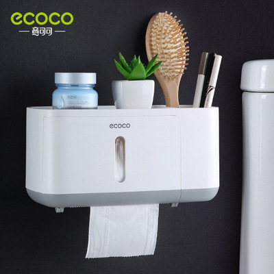 意可可簡約多功能紙巾架長款免釘防水浴室卷紙架壁挂置物紙巾盒