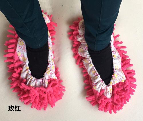 Large size extra long and wide encrypted chenille foot covers lazy mopping floor slippers machine room shoe covers single