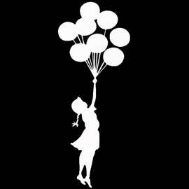 外贸反光贴车身拉花汽车贴纸图片气球女孩 balloons girl个性搞笑