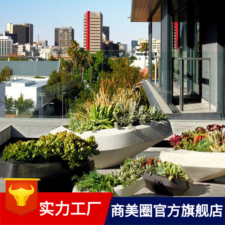 Factory Direct Sales Can Be Customized According to Requirements, Shopping Mall Leisure Landscape Square Flower Pots, Various Fiberglass Flower Pots