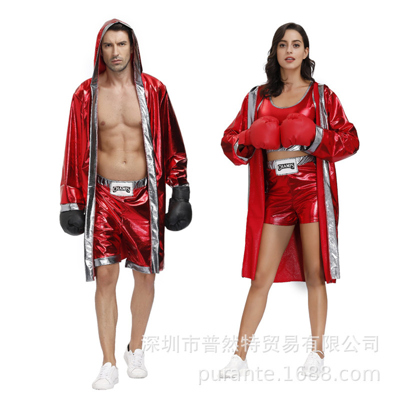Halloween Adult Couple Cape Skirt Fighter Ninja Boxer Costume Bar DS Costume