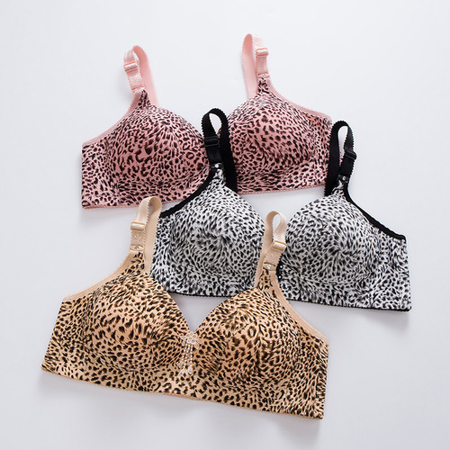 Sexy Leopard Print underwear women's no steel bra thin comfortable bra breathable