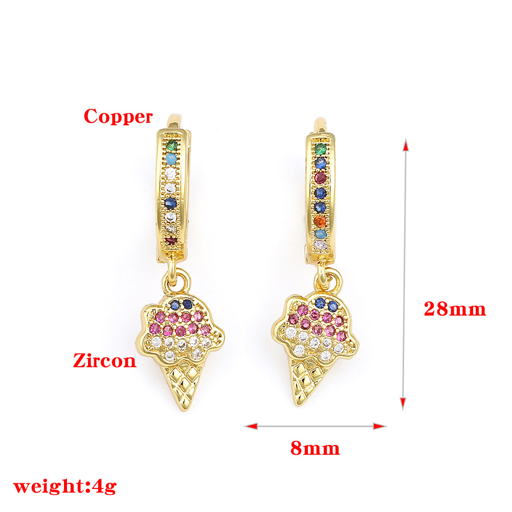 Nouvelles Boucles D&#39;oreilles À La Mode En Forme De Crème Glacée En Diamant display picture 1