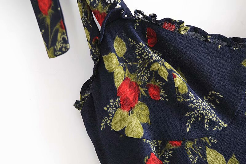 winter ruffled print suspender dress NSAM6668