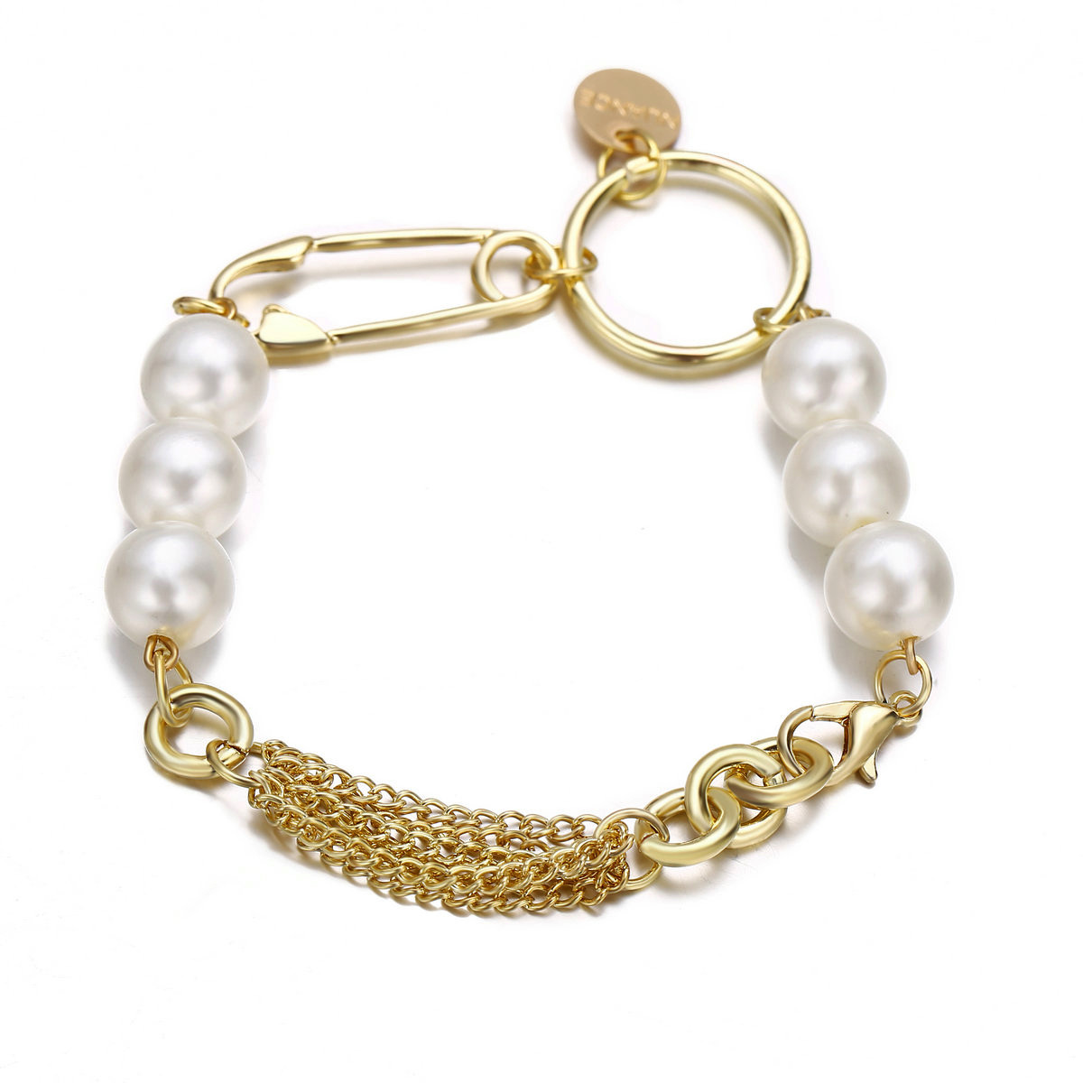 New Pearl Metal Paper Clip Circle Bracelet Creative Retro Simple Alloy Bracelet Wholesale Nihaojewelry display picture 4
