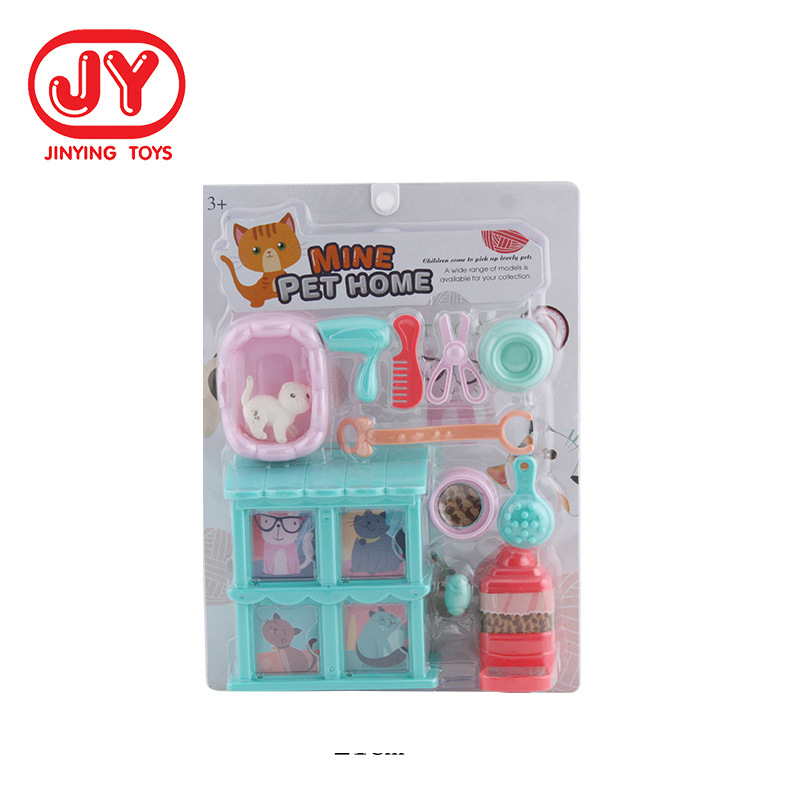 Suministro transfronterizo animal play House simulación de juguete de alimentación modelado cuidado mascota gato fábrica de juguetes al por mayor