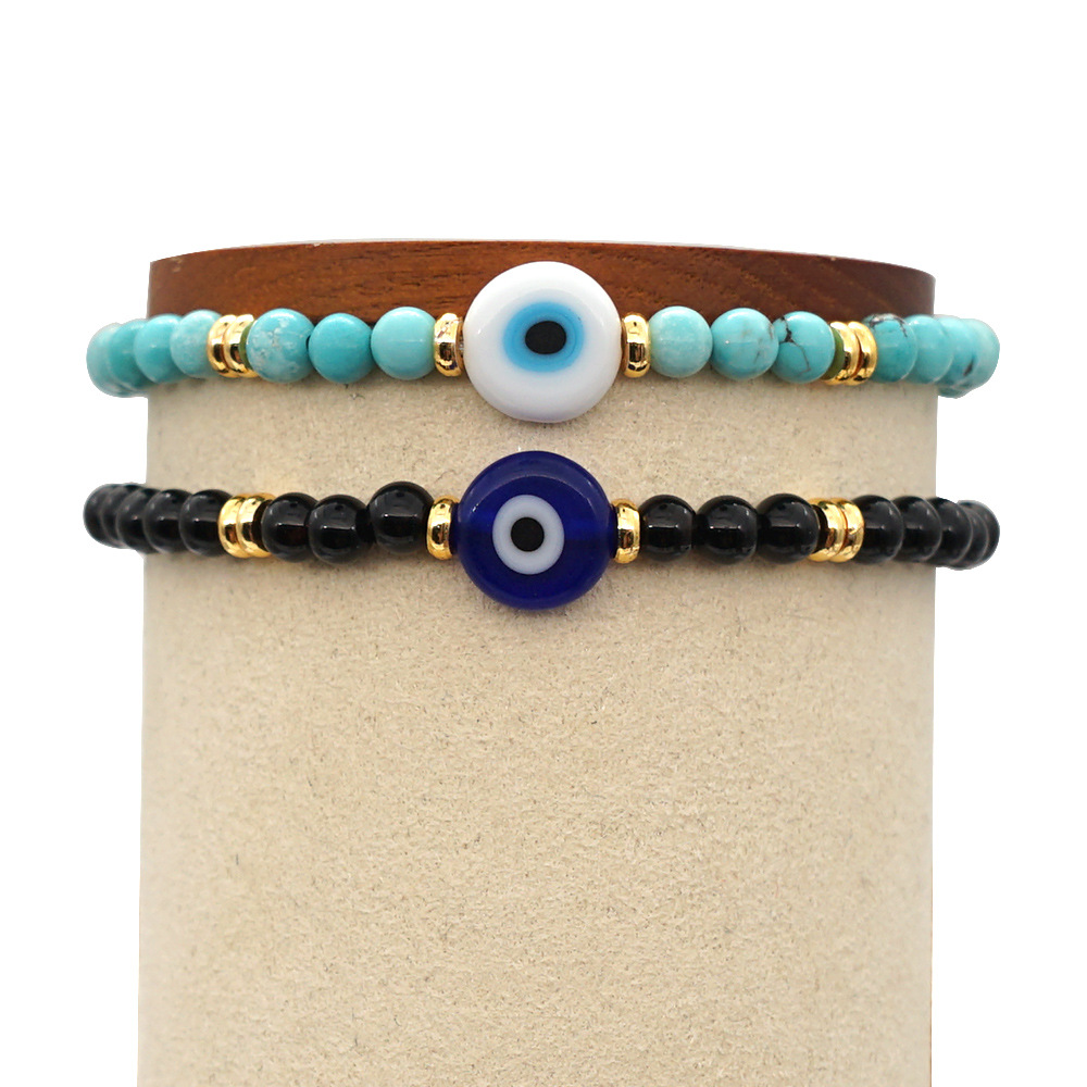 fashion semi-precious stones glazed demon eye bracelet