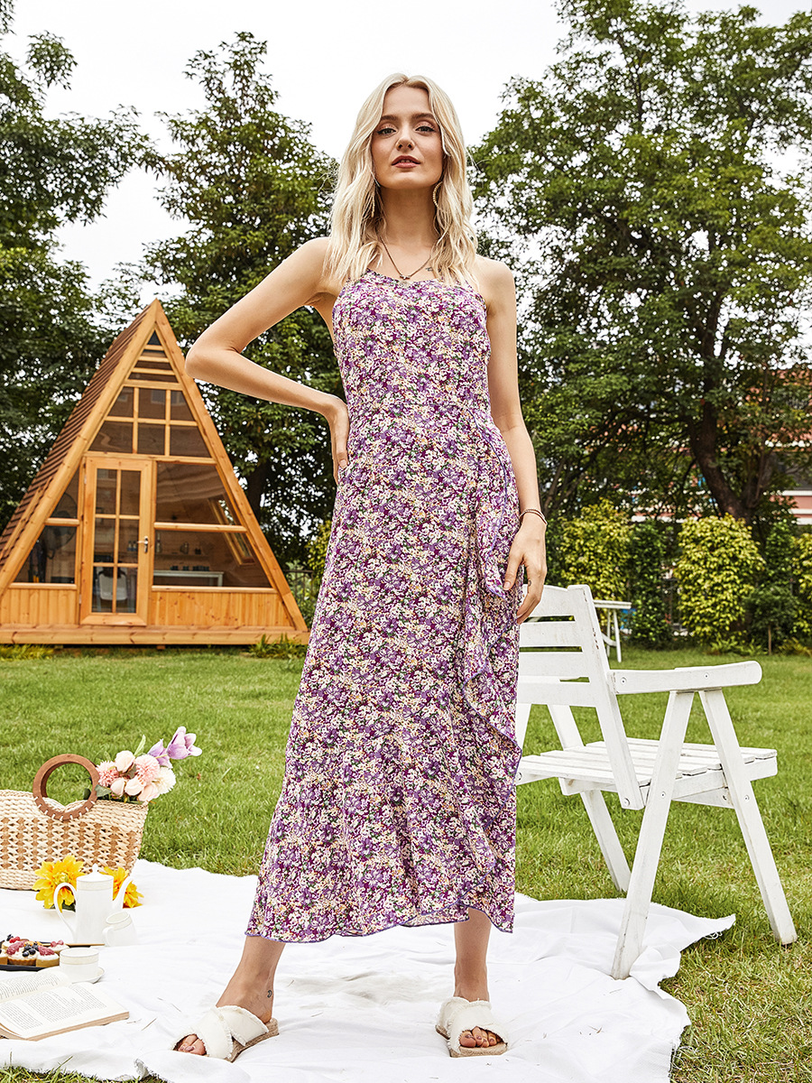  printed floral split casual dress long skirt NSAL2107