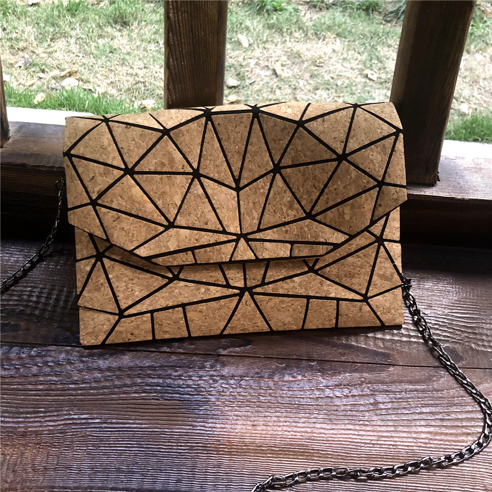 2024 neue personalisierte umweltfreundliche Diamantgitter-Spleißen geometrische Holzmaserung diagonale Kreuz Damenkette_voghion.com