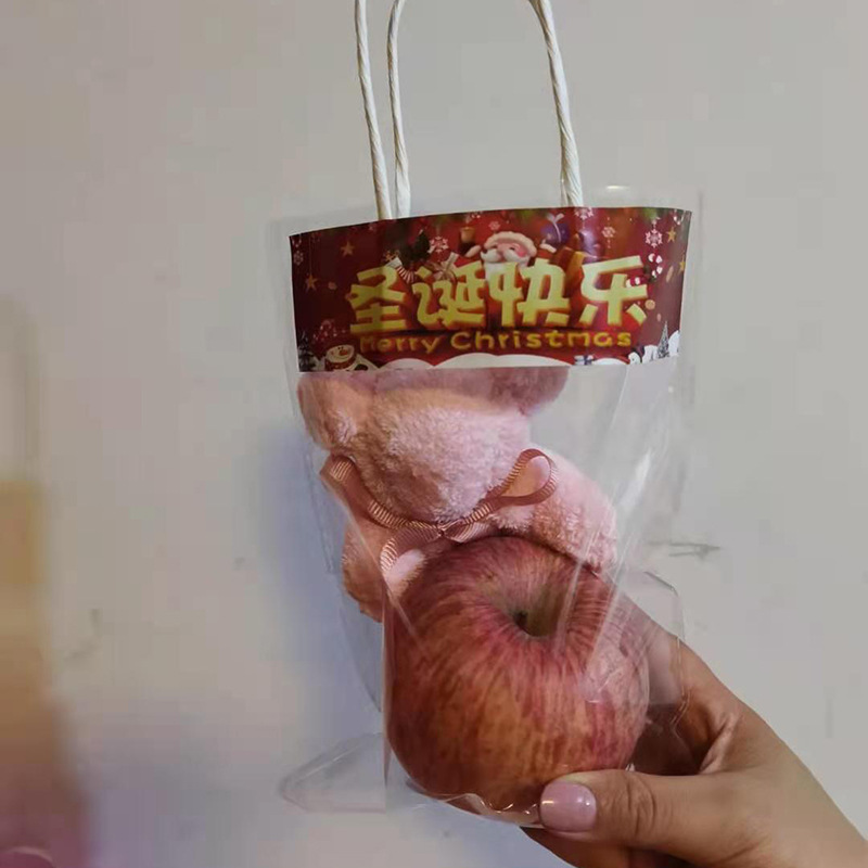 Regalo de vacaciones flor fresca neto rojo portátil Rosa flor bolsa de alta calidad regalo transparente regalo ramo seguro fruta regalo bolsa