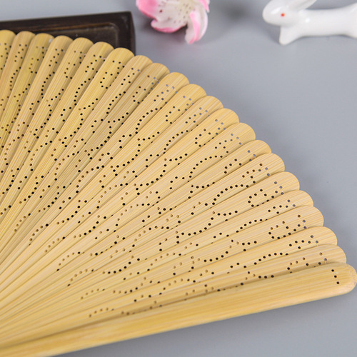Chinese Fan Chinese Hanfu hand Fan national craft bamboo folding fan small fan water ripple pattern carved hollow folding fan for women