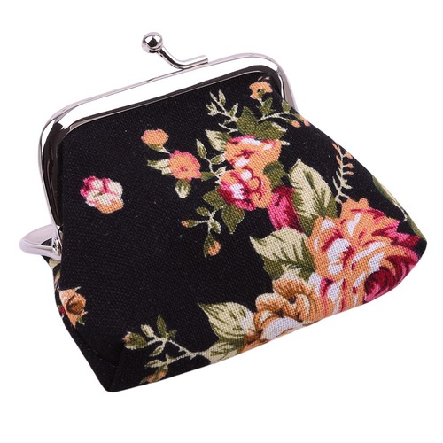Custom Rose Canvas Mini Wallet for Women, Fabric Coin Purse, Cute Child Wallet Wholesale