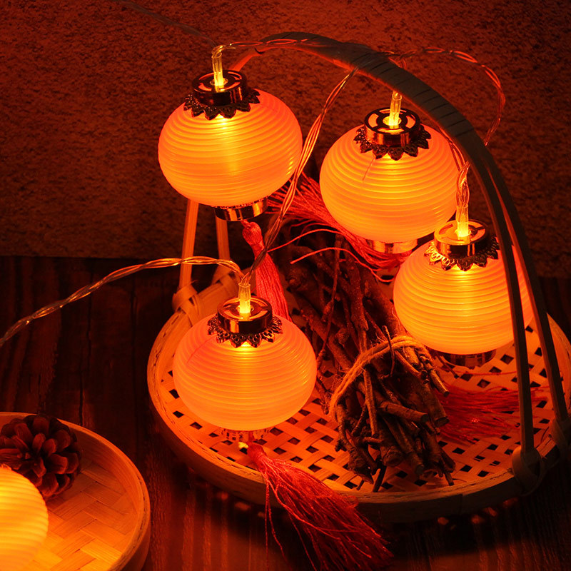 LED Chinese Festival Red Lantern Lamp string outdoors waterproof Coloured lights Chinese New Year Spring Festival decorate Lantern tassels lantern Lamp string