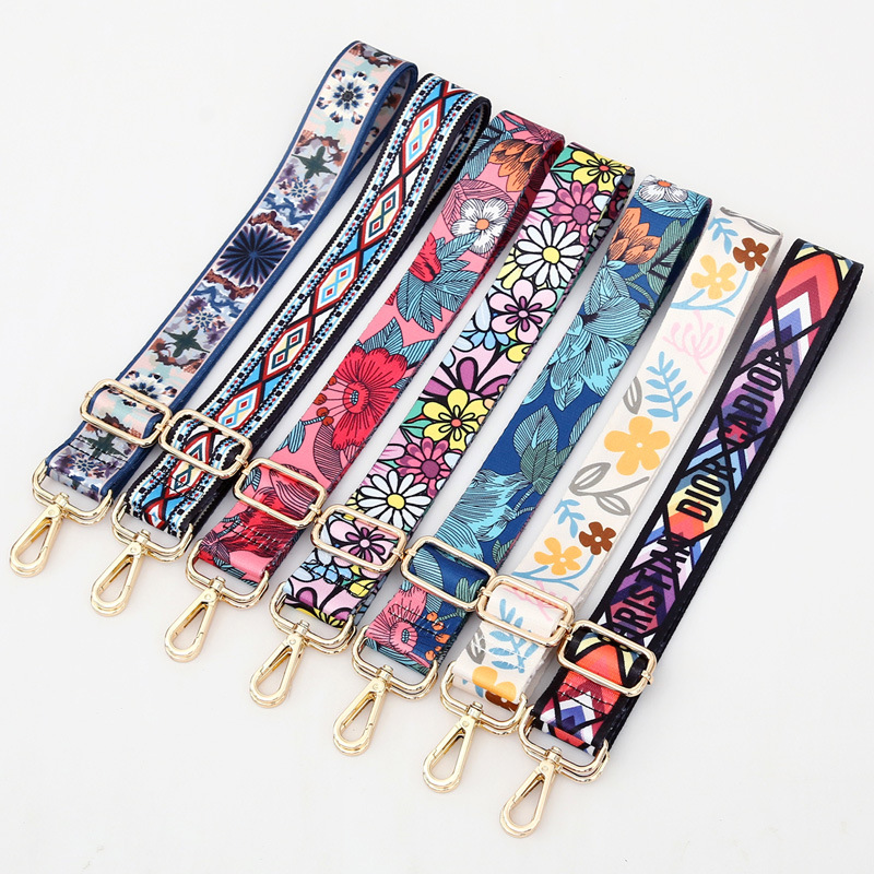 Long shoulder belt women's bag accessories replacement belt adjustable single Shoulder Messenger belt national wind flower color belt new style webbing