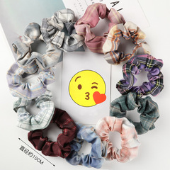 新款網紅髮飾女彩色條紋頭繩韓版格子大腸發圈可愛扎丸子頭髮繩