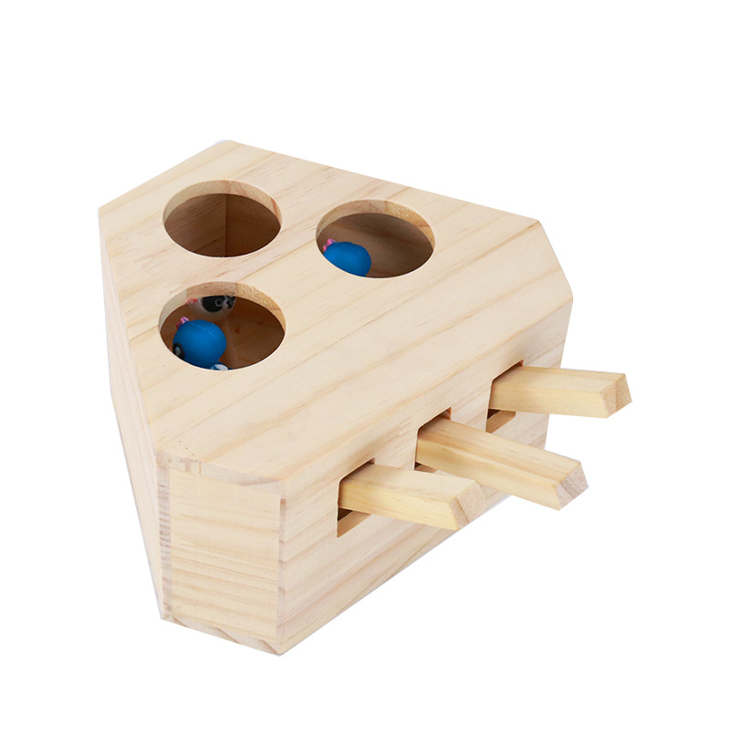 Nuevo juguete para gatos TikTok Tok Toque interactivo educativo para mascotas juguete para gatos de tres agujeros de cinco agujeros de madera maciza juguete para gatos