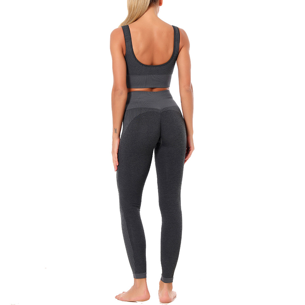 striped tight fitness seamless yoga set  NSLX14710